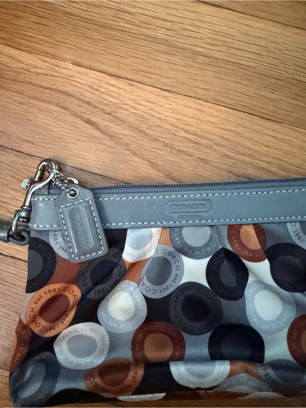 Coach Gray & Multi Circle Print Wristlet